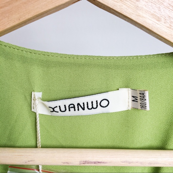 Light Green Flowy Pleated Midi Dress - Picture 5 of 5